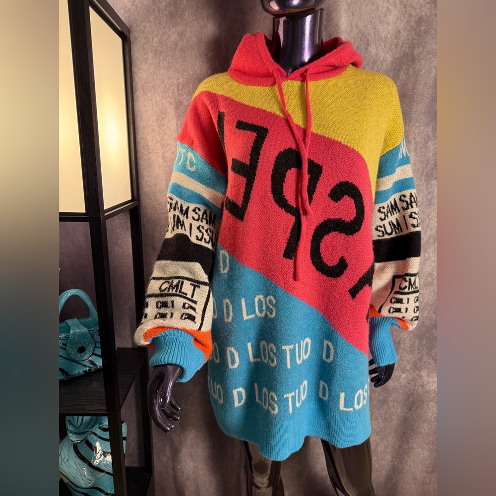 Colorful Graphic Hoodie Sweater Dress
